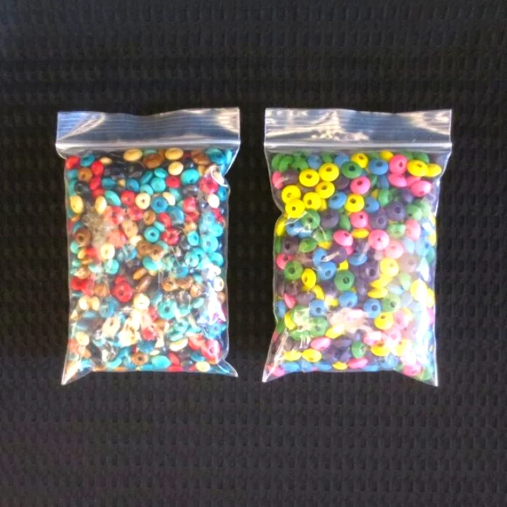 New 3 Bags .5 lb Wood Beads Mixed Colors Shapes Sizes Jewelry Making Art Crafts